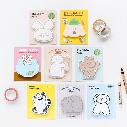 韩国正品romane 动物形状便签贴即时贴记录本shape sticky note