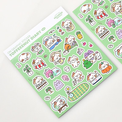 TRF可爱猫咪手帐日记装饰贴纸2张