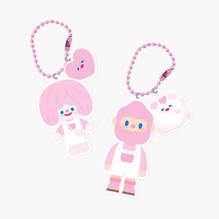 韩国正品RICO LOVE BABOO和朋友们亚克力钥匙链挂件TWIN KEYRING