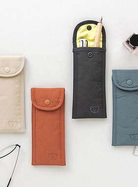 韩国正品romane 复古纯色信封式便携学生文具防水收纳笔袋Pencase