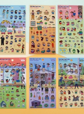 韩国正品Flying whales 手帐日记蜡笔小新透明装饰贴纸1张sticker