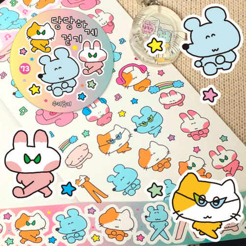 韩国正品sukeydokey 25mm美纹手帐装饰贴纸胶带 卡通动物73/74/75