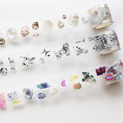 iplaybox ins风装饰贴纸pet模切手账日记diy素材贝壳装饰小物胶带