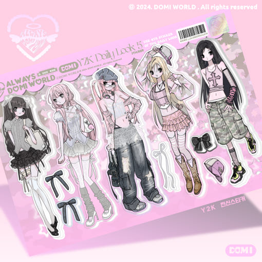韩国正品domi world 甜亚风人物咕卡手帐装饰贴纸Y2K全身搭配DAYL