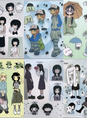 韩国正品JUBA小天使日常/放学后/戴帽子女孩咕卡手账日记装饰贴纸