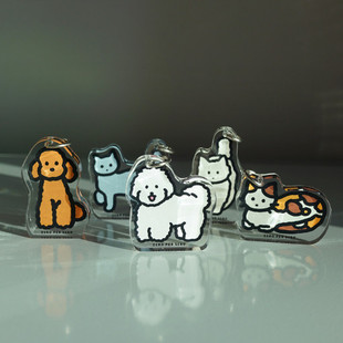 韩国正品ZERO PER ZERO宠物加厚亚克力钥匙圈吊饰包包挂件keyring