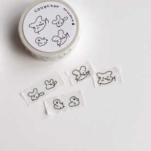 韩国正品collector mumu 简约画卡通仓鼠美纹贴手帐日记纸质胶带