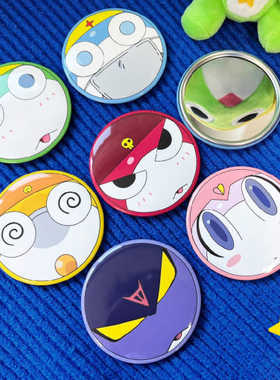 韩国正品keroro军曹 圆形化妆镜手镜随身镜便携镜子BUTTON MIRROR