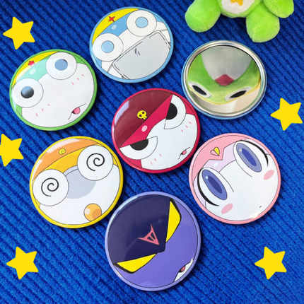 韩国正品keroro军曹 圆形化妆镜手镜随身镜便携镜子BUTTON MIRROR