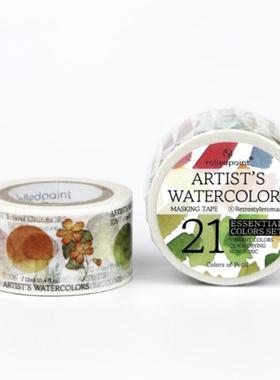 韩国正品rolledpaint 花瓣颜色美纹花纹手帐日记装饰贴纸纸质胶带