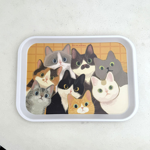 韩国正品nya nya on 软萌猫咪大号多用途收纳盘托盘饮料零食餐盘