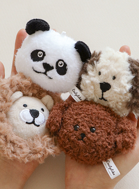 韩国正品DAILYLIKE 动物头像毛绒玩偶钥匙圈吊饰包包挂件 keyring