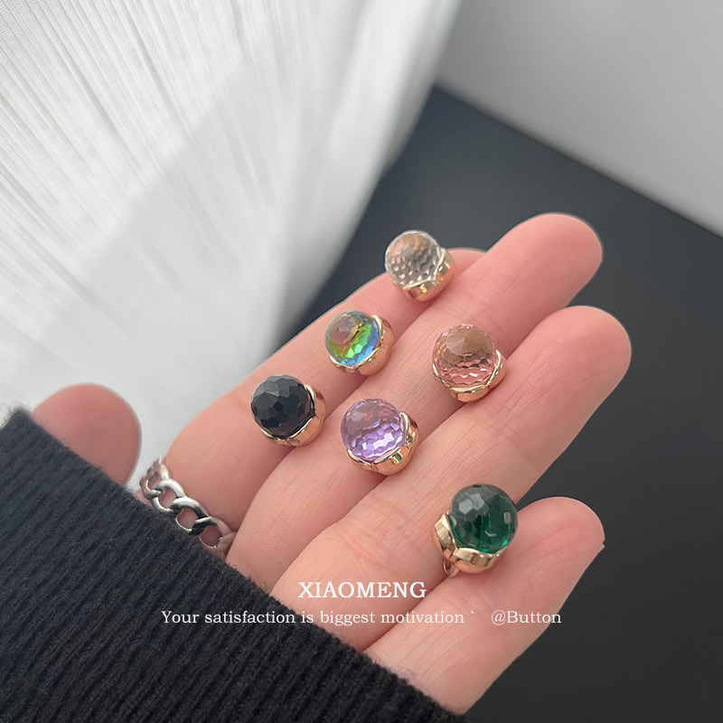 晓梦玻璃纽扣女上衣针织开衫扣设计感雪纺衬衫旗袍扣子法式复古风