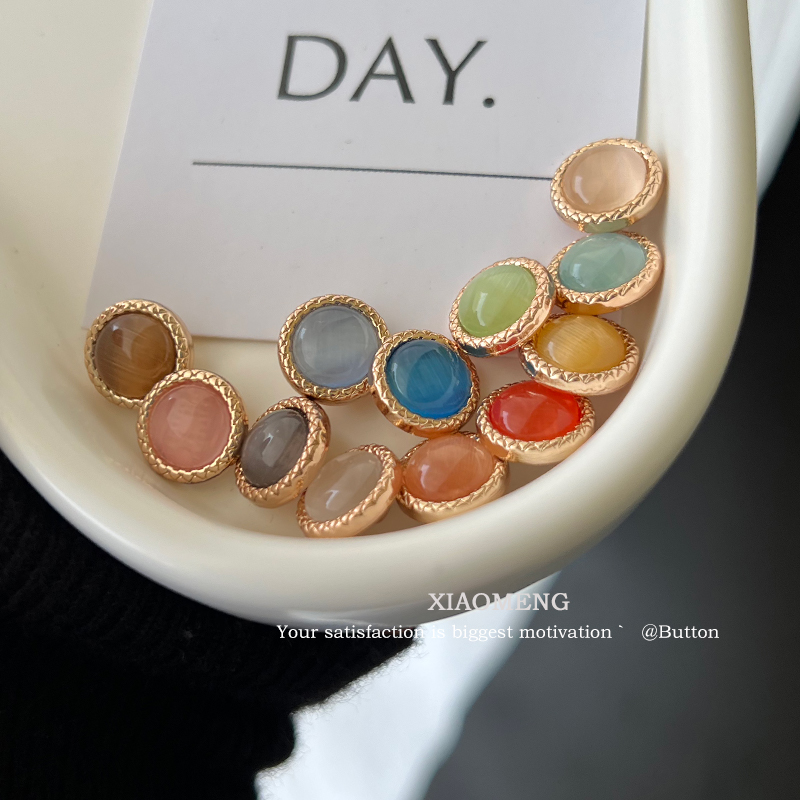 晓梦针织开衫衬衫纽扣猫眼石