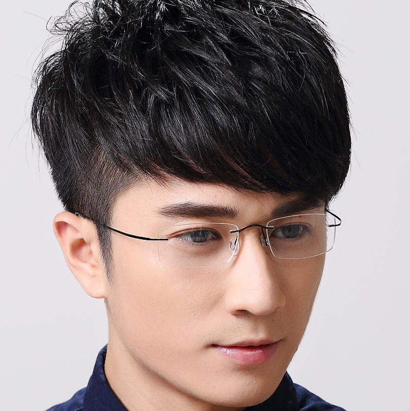 变色眼镜男近视镜纯钛超轻无框近视眼镜男款 眼镜架女配平光成品