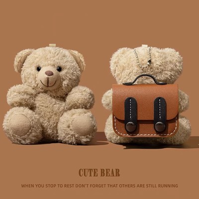 适用oppo enco air4pro保护套oppoencox3耳机壳oppoencor4蓝牙oppoencofree4盒oppoencoair4新声版毛绒小熊