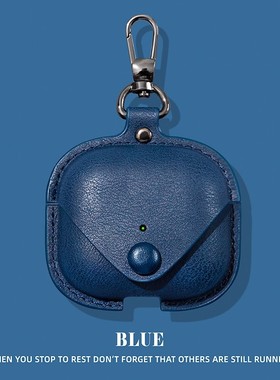 适用airpods4保护壳airpodspro3保护套airpodpro2耳机壳airpord3pro蓝牙airpord4苹果ipods三四代皮质藏蓝色