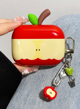 适用airpods4保护套airpodspro3保护壳pro2苹果蓝牙耳机套盒airpod可爱红苹果aipods四代ipod软壳pro3二三代4