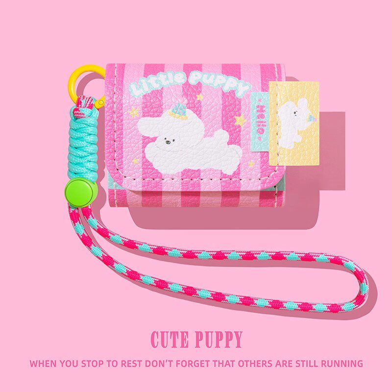 适用唐麦q8保护套q6耳机壳m5保护壳无线蓝牙耳机套气骨传导开放式2025耳夹耳机盒连体皮质一体式条纹可爱小狗