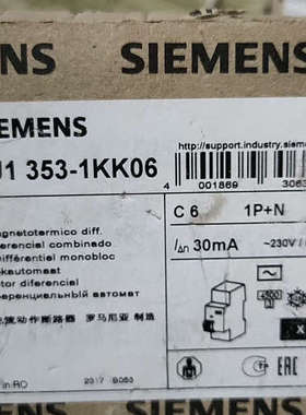 5SU1353-1KK06漏电断路器，1P+N，30m议价