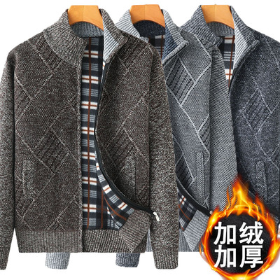 针织衫中年男士加绒爸爸保暖