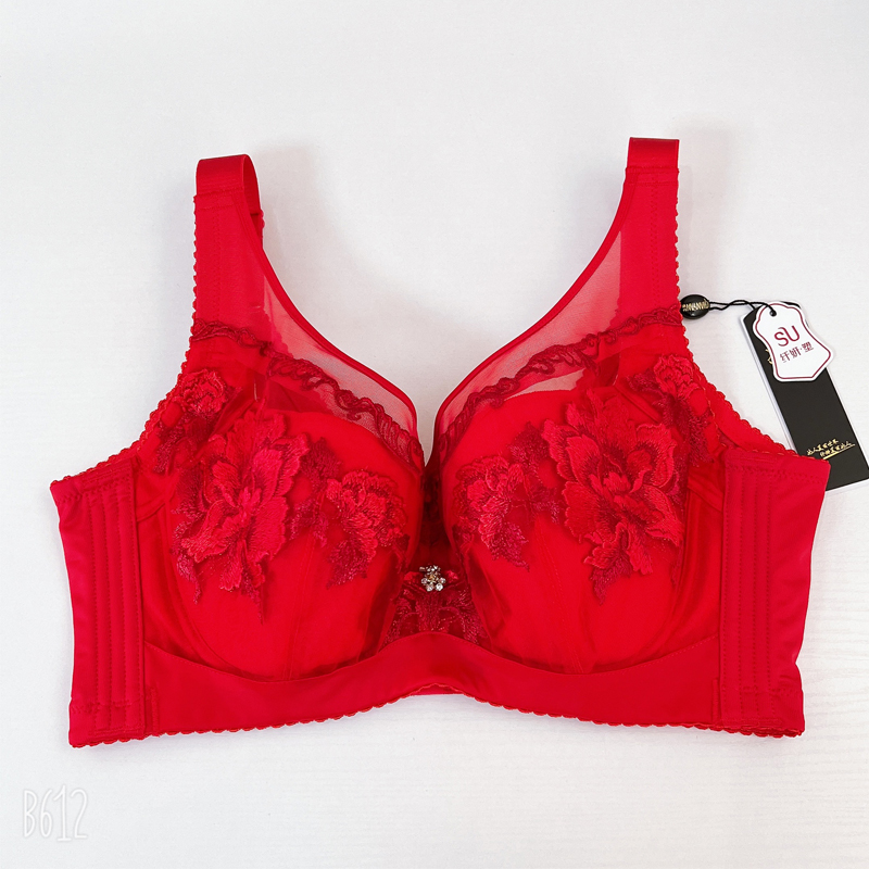 纤妍2022新调整型文胸全罩薄杯软圈奢华刺绣五排扣大胸内衣GW231