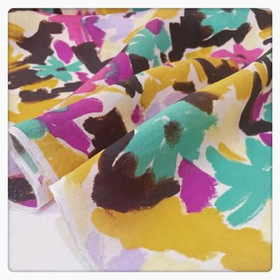 舒适亲肤不透 水墨油画风天丝亚麻印花丝麻旗袍连衣裙衬衣面料