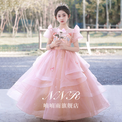 儿童主持人礼服女童高端轻奢小众绝美生日公主裙钢琴演奏演出服夏
