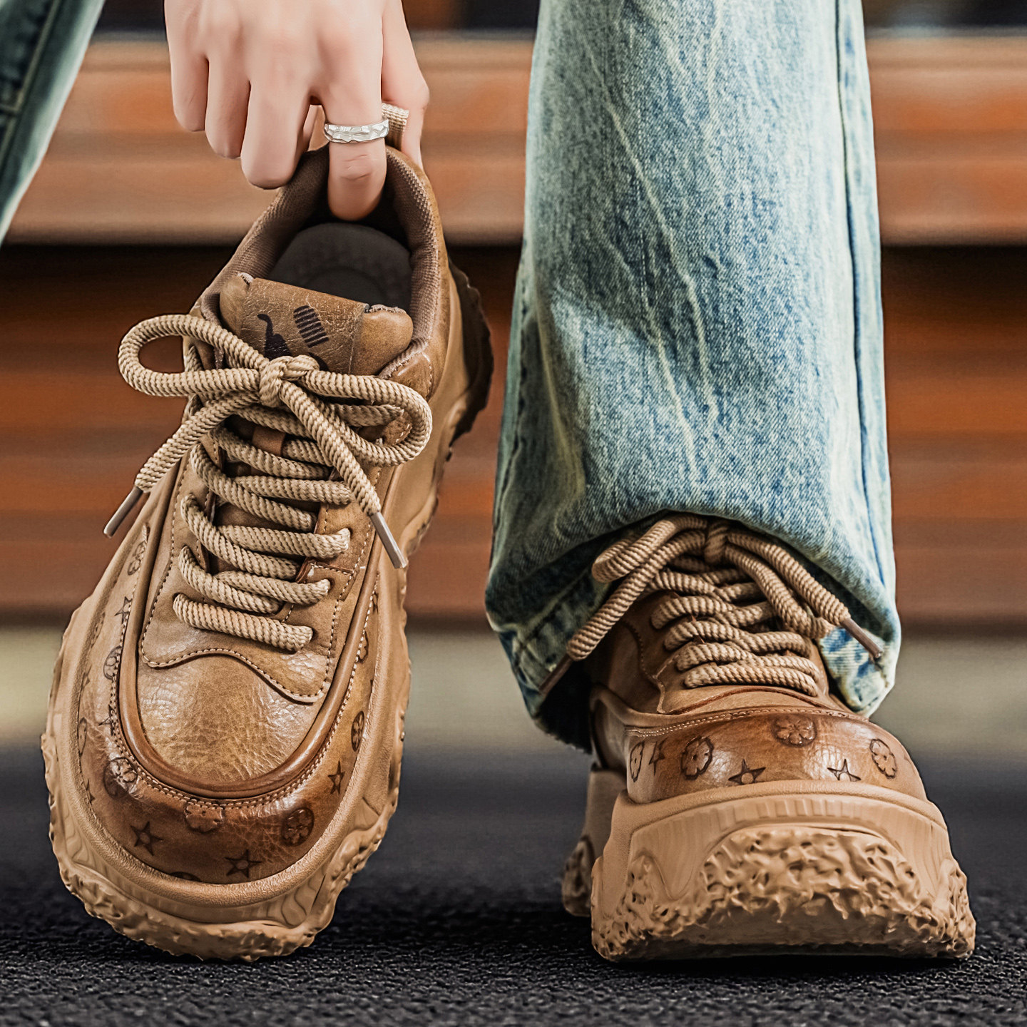 男鞋2026年新款春季小众设计感板鞋厚底学生户外运动休闲百搭潮鞋,流行男鞋,时尚休闲鞋,淘宝优惠券,粉丝福利购,淘宝优惠卷