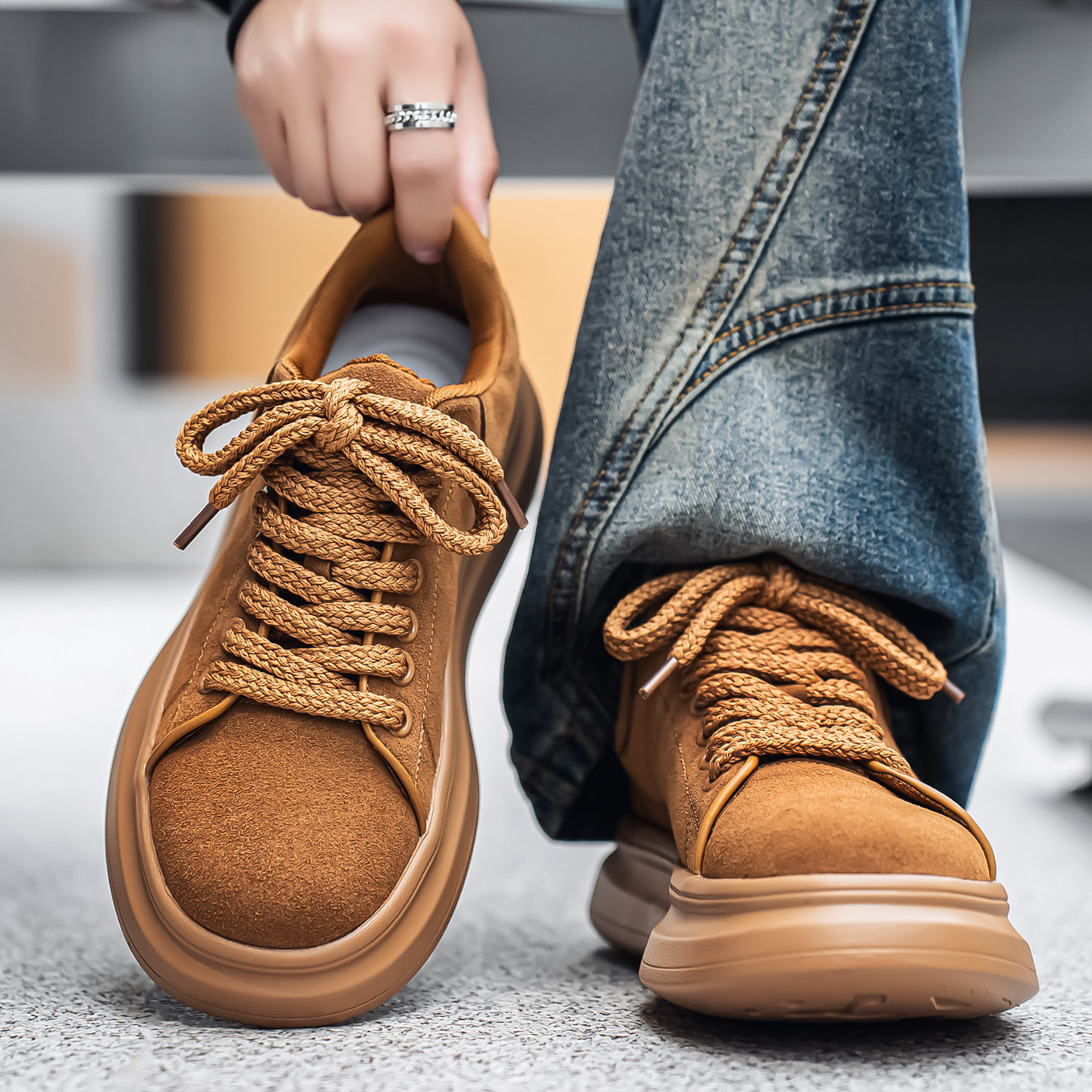 男鞋冬季2026新款复古百搭厚底板鞋防水防滑休闲翻毛皮鞋运动潮鞋,流行男鞋,时尚休闲鞋,淘宝优惠券,粉丝福利购,淘宝优惠卷