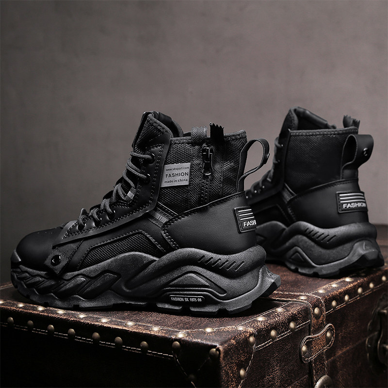 MARTIN BOOTS MENS SHOES AUTUMN AND WINTER 2024 NEW HIGH-TOP HEIGHTENED OUTDOOR DESERT COMBAT OVERALLS PLUS FLEECE LABOR PROTECTION COTTON SHOES
