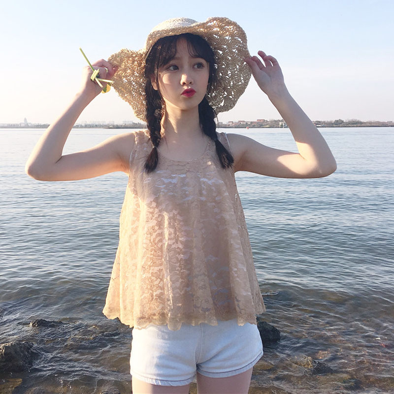 2018夏季新款女装韩版学生甜美露背蝴蝶结宽松蕾丝衫娃娃衫上衣潮