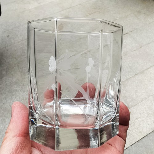乐美雅弓箭八角玻璃杯酒杯水杯子小茶杯咖啡杯冷饮杯刻花杯6个装