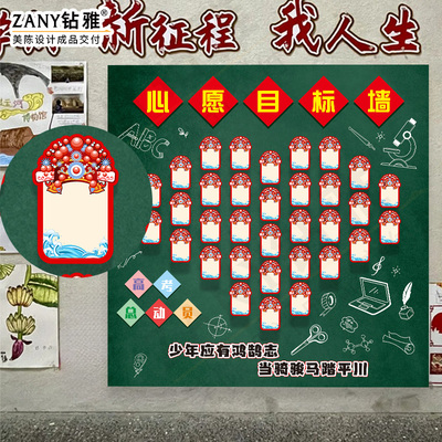教室装饰kt板中高考目标心愿墙