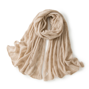 CHAO轻便薄如蝉翼~100山羊绒松密度网眼围巾高端保暖围脖180*65CM