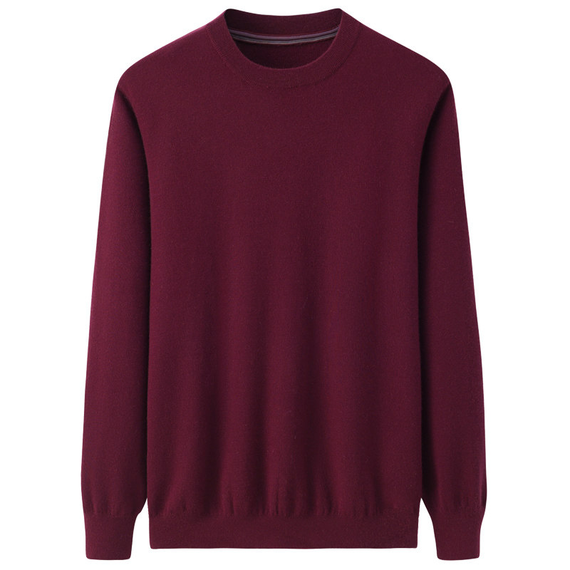 阿绒源精纺100山羊绒男套内蒙古发货产圆领双提加厚高端商务毛衣