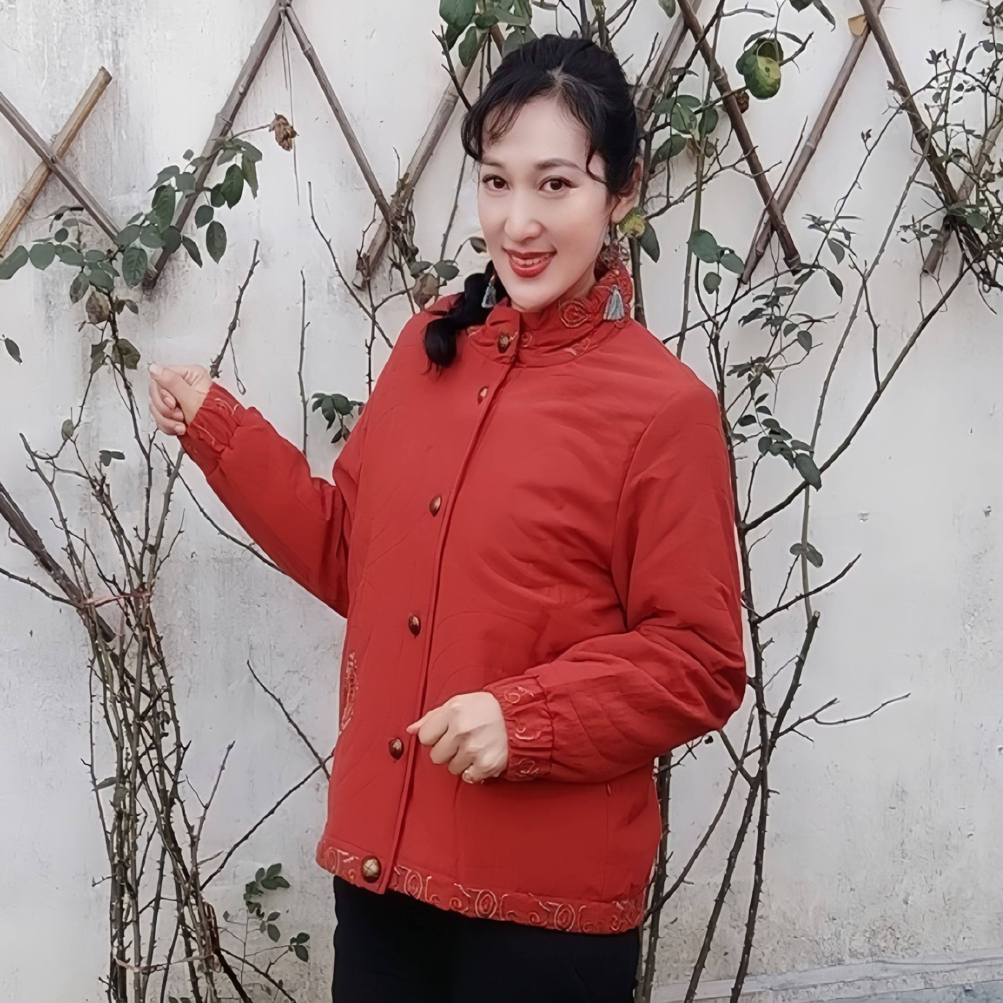 冬装复古桑迪经典女装新中式春节红棉衣绣花中老年民族妈妈装清仓