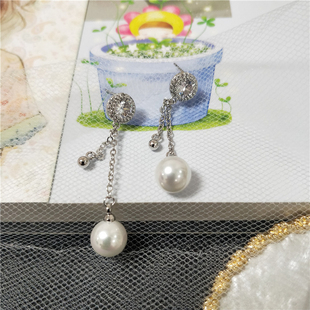 珍珠流苏耳环2026年新款 气质耳钉女冷淡风小众设计耳饰潮 超仙长款