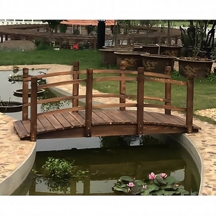 户外小木桥碳化木桥木制小桥实木花园小溪桥庭院仿古景观桥小拱桥