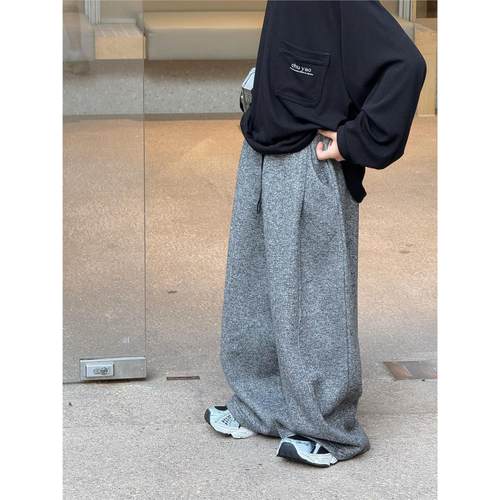 现货 CHU YAO 【懒懒结构】休闲裤宽松复古秋长裤皮筋腰25003