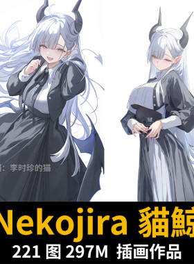 画师 貓鯨 Nekojira P站日系少女线稿插画图集临摹参考素材
