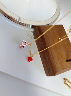 欧美外贸饰品寇家迟马蹄形打标桃心酒杯镀真金项链锁骨链