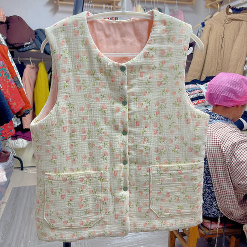 天然棉花纯手工绗缝女士夹棉背心马甲春秋冬棉袄棉服
