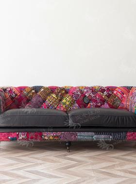 从今往后HomeDecor-CFSF404-03复古头层牛皮绣花沙发