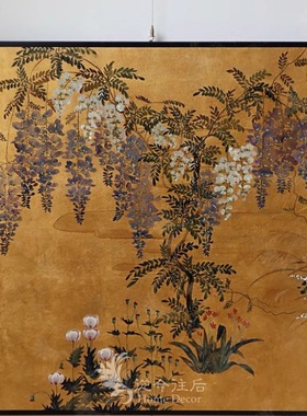 从今往后HomeDecor-CFZSH172-中国艺术风格金箔藤花风景图挂画