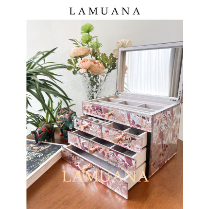 LAMUANA粉色雨林法式复古首饰盒轻奢饰品盒收纳盒项链戒指耳环