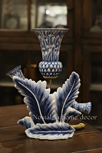 从今往后HomeDecor- CFHX09-青花鎏金蓟花三管花瓶