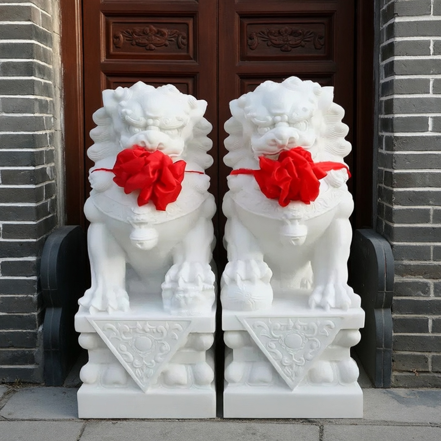 天然汉白玉大门口石狮子一对庭院镇宅招财摆件看门别墅家用石雕