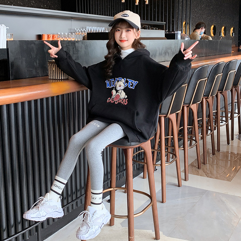 女童加绒加厚卫衣2021年秋冬韩版新款中大童洋气连帽儿童装潮上衣|ruв категории Детская одежда, свитер/свитер - от Buy2taobao.com для оказания профессиональной услуги покупки агента Taobao