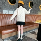 Свитер, термобелье, детский осенний приятный телу пуховик, детская одежда, коллекция 2021, подходит для подростков, высокий воротник, в западном стиле